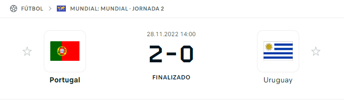 Resultado Portugal Uruguay