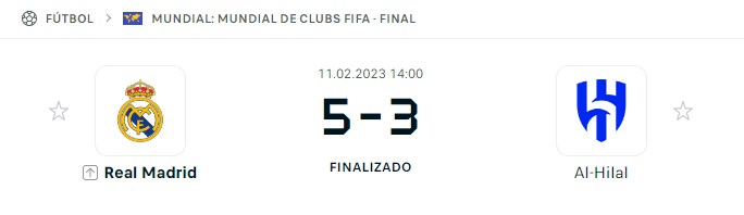 Resultado Real Madrid Al-Hilal