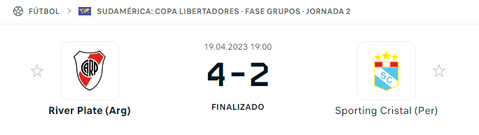 Resultado River Plate Cristal