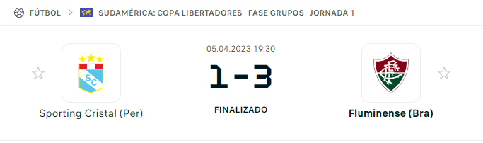 Resultado Sporting Cristal Fluminense